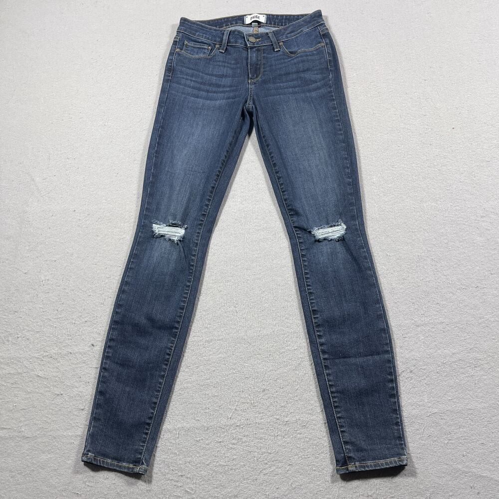 Paige‎ Jeans Women 27 Low Rise Verdugo Ultra Skinny Distressed Knee Blue